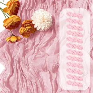 6/12 Pack Light Pink Cheesecloth Table Runner 17x108 Inch Semi Sheer Boho Gauze Cheese Cloth Fabric Table Runners, for Wedding Party Baby Shower Birthday Home Decor Garden Farmhouse
