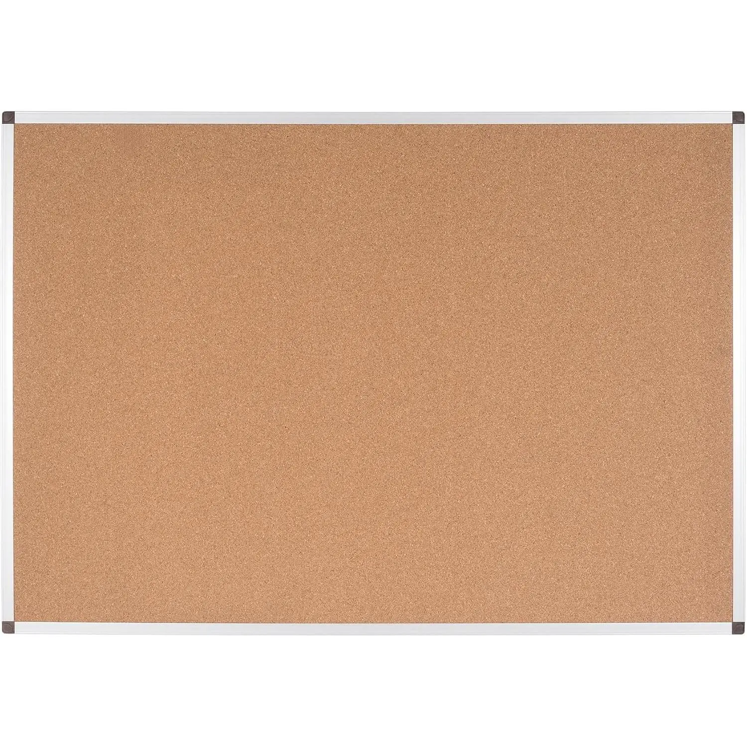 Biofusion Cork Bulletin Board, 24" x 18", Wall Mounted Corkboard, Push Pin Notice Message Board for Office or Home, Aluminum Frame