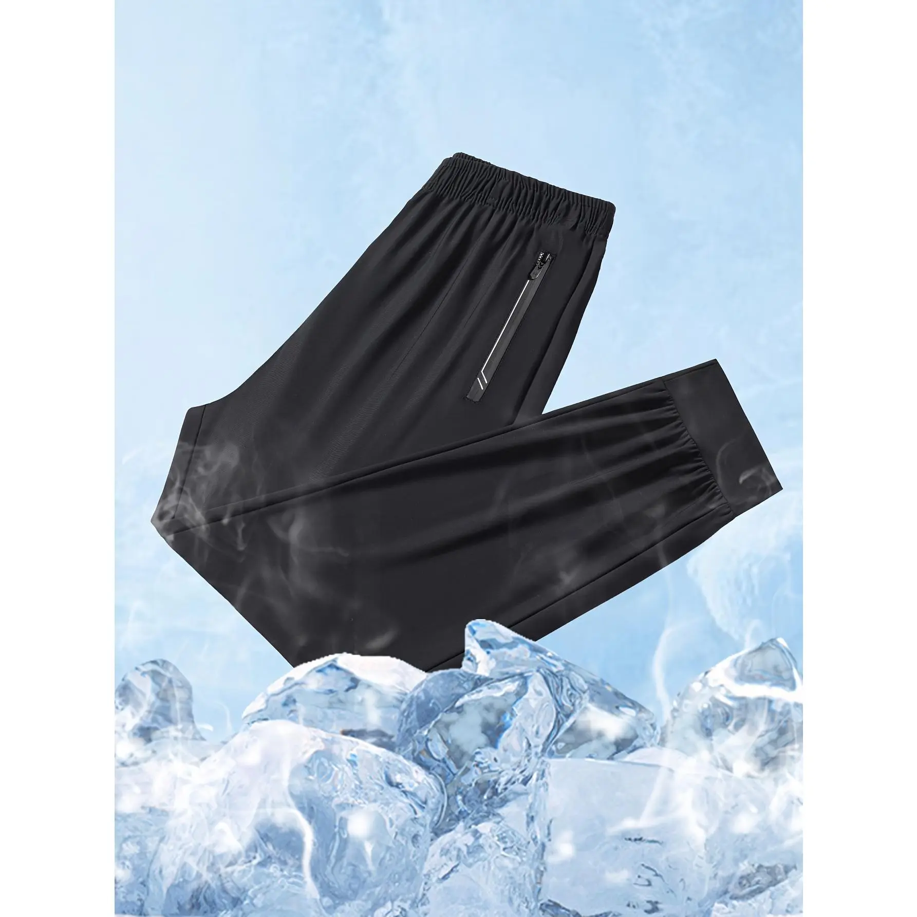 Boys' Ice-Slip Fiber Quick-Dry Sports Pants - Breathable Elastic Waistband, with Zipper Pockets, Lightweight Summer Sports Trousers, Suitable for Active Teens and Young People | Adjustable children's pants | Smooth texture pants, boys' pants, very suitabl