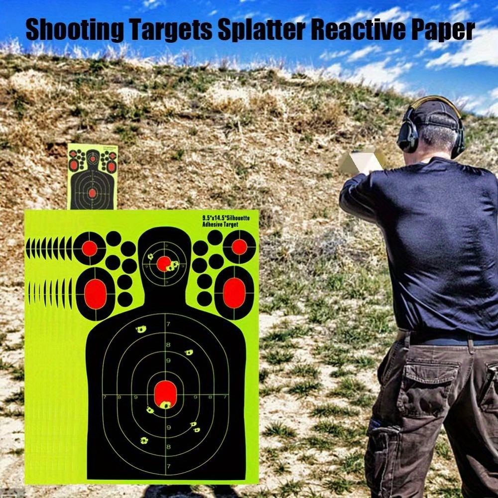 VIGEROSO 20/30pcs Large-Scale Human Silhouette Targets - High-Visibility Reactive Splatter Glow Florescent Paper Design for Accurate Range Training and Shooting Accessories - Universal Fit for All Users