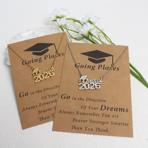Graduation Commemorative Necklace Stainless Steel Matte Gold Doctor Hat Pendant Gift for Women Friends Classmates Full of Warmth and Ritual