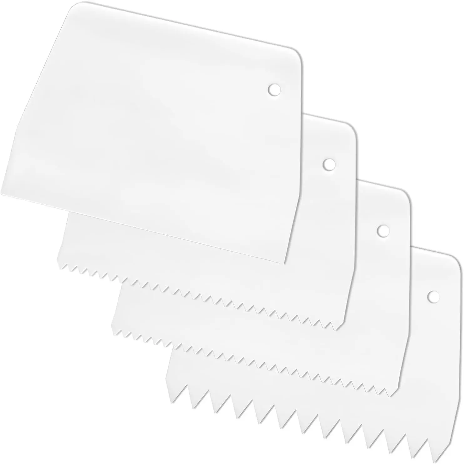 Adhesive Spreader, 4 Pcs Notched Glue Spreader Kits Plastic Notched Trowel 0.5"/1" Tooth Reusable for Glue Epoxy Resin Putty Hardwood Flooring (White)