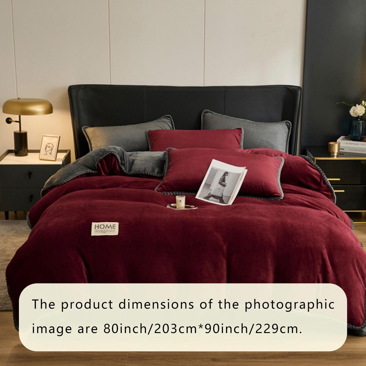 3-Piece Soft Milk Velvet Bedding Set, European Style Edges, Includes 1 Quilt Cover & 2 Pillowcases, Valentine Gift Idea, Soft Bedding Sets