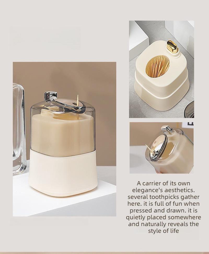 2PCS New type of push-button automatic toothpick holder, high-value cartoon toothpick bottle for home use, living room toothpick container