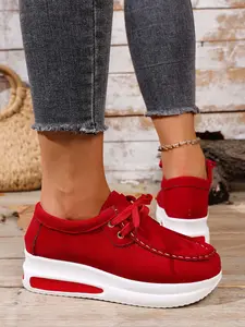 2026 New Women's Casual Slip-On Shoes, Plain Fabric Upper, Rubber Sole, Thick Bottom, All-Season Comfort, Lazy One-Step Design, Thick Soled Shoes