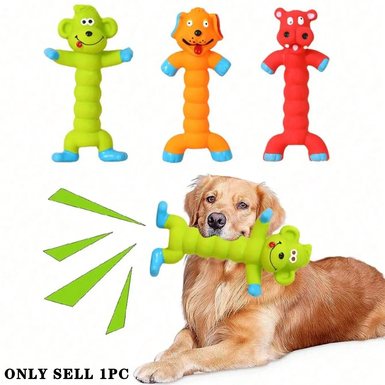 Anti-Scratch Squeaky Dog Toy, Dinosaur Lion Tiger Shapes, Chew Stick, Durable Chew, Interactive Tough Chewer Chew Toys for Small Medium Dogs, Fun Animal Design, Fun Animal Design