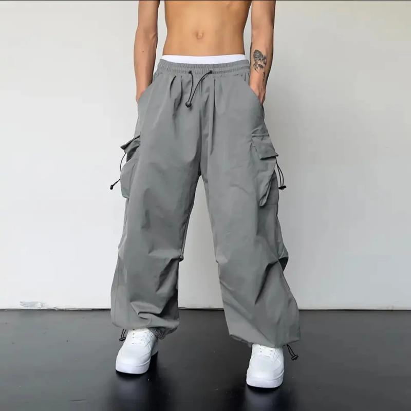 Kyn Apparel 2025 Summer New Quick Drying Work Pants Men's American Parachute Pants High Waist Wide Leg Casual Sports Long Pants