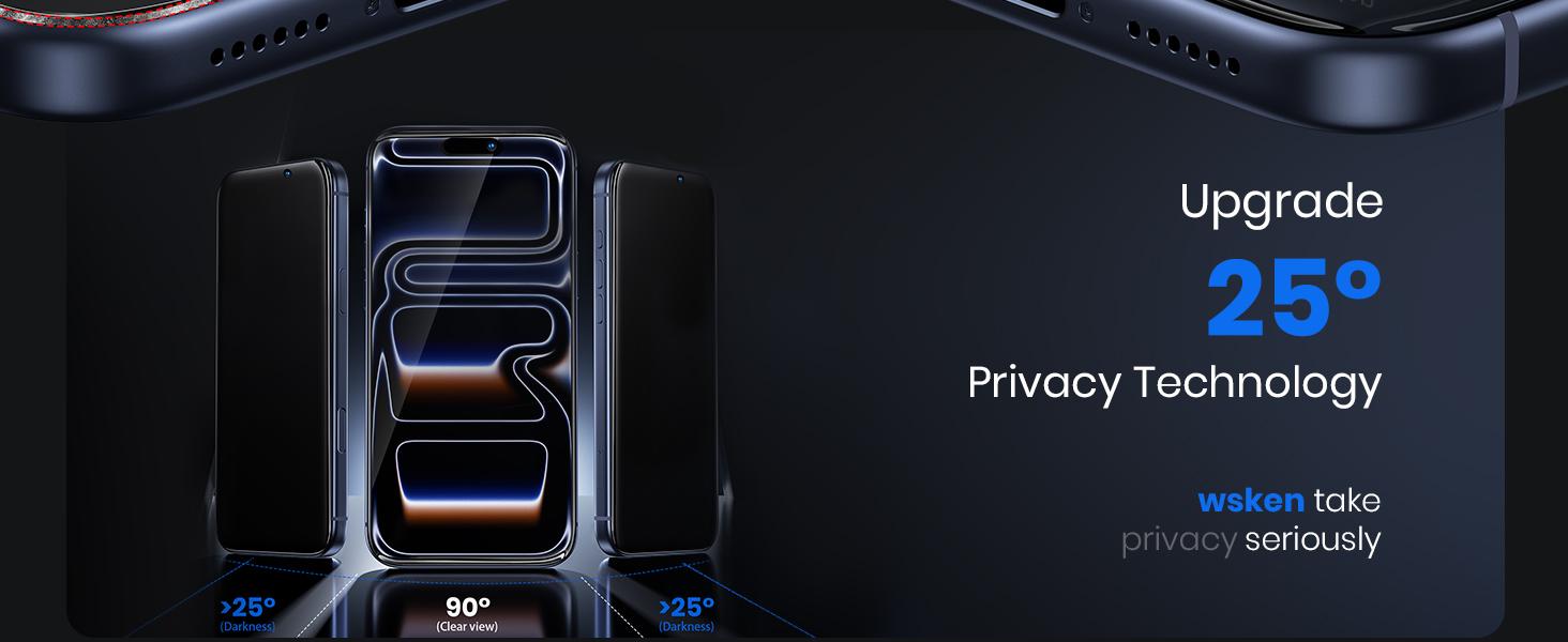 for iPhone 17 Pro Max Privacy Screen Protector - 3D Full Coverage, 25 °   Anti Spy & Auto Installation Full Edge Coverage Case Friendly Fit Tempered Glass Screen Protector 17 ProMax