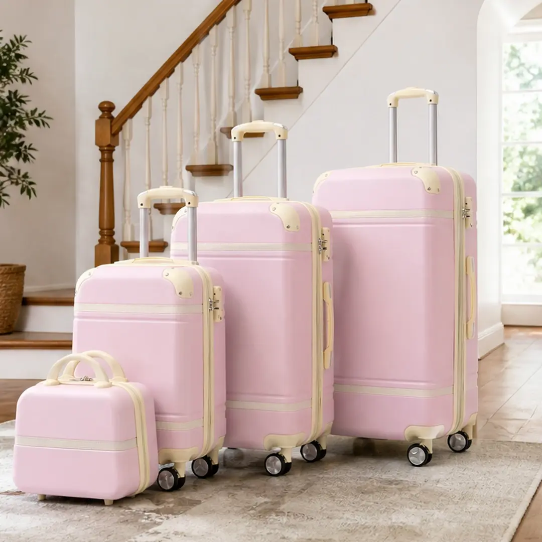 ARCH 4-Piece Hardshell Luggage Set with Cosmetic Case - 20-inch,24-inch,28-inch Spinner Suitcases, Lightweight ABS Expandable, TSA Lock, 4 Wheels 360 Rotation Spinner Wheels, 24.40 lb, for Vacation Business Travel, Light Pink, Luggage Carry On Spinner Whe