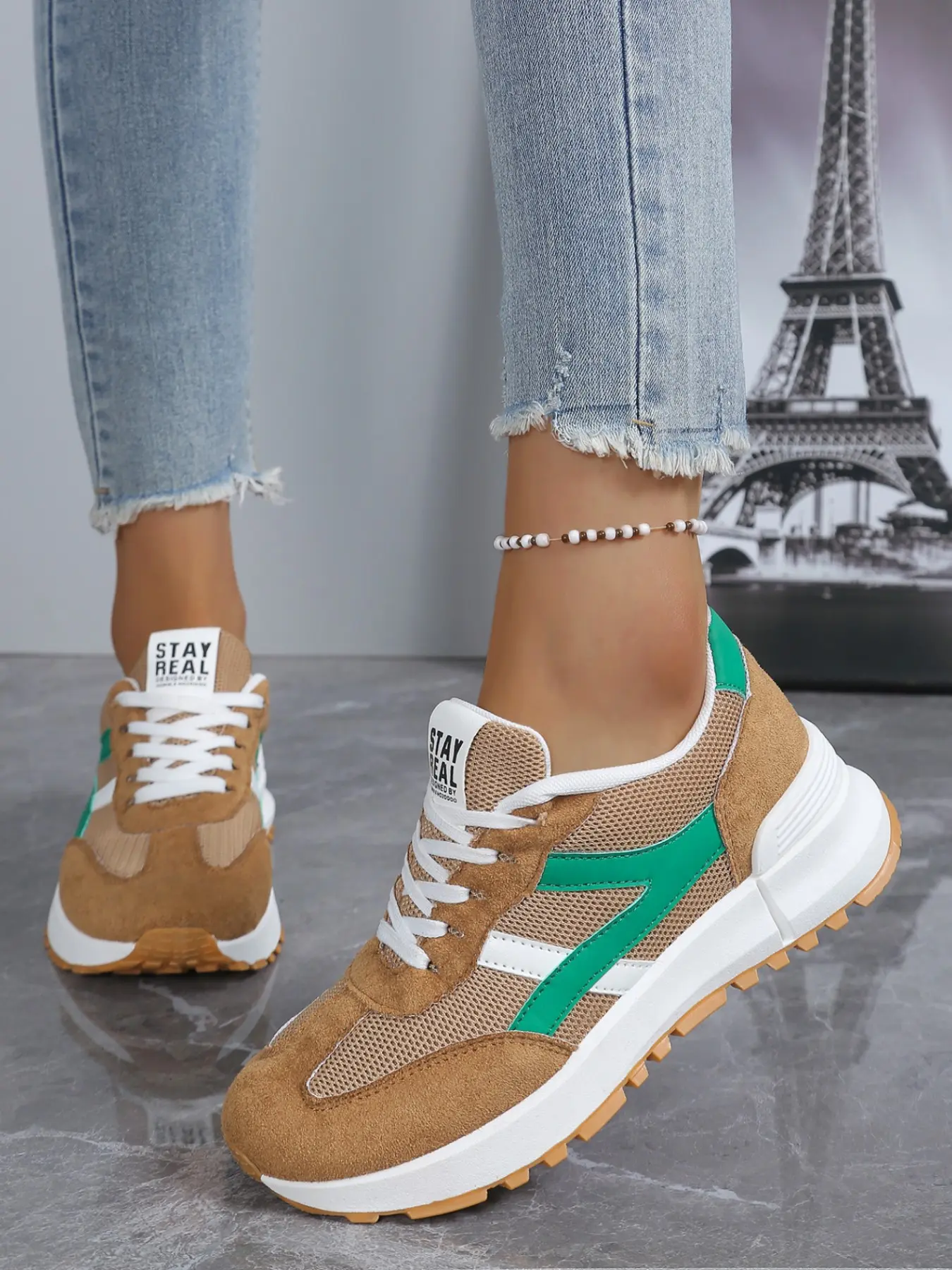 Women's Vintage Agony Shoes, Breathable Mesh Casual Trainer, Non-Slip Thick Sole, Outdoor Walking, Commute, Versatile Sporty Shoe, Sneaker