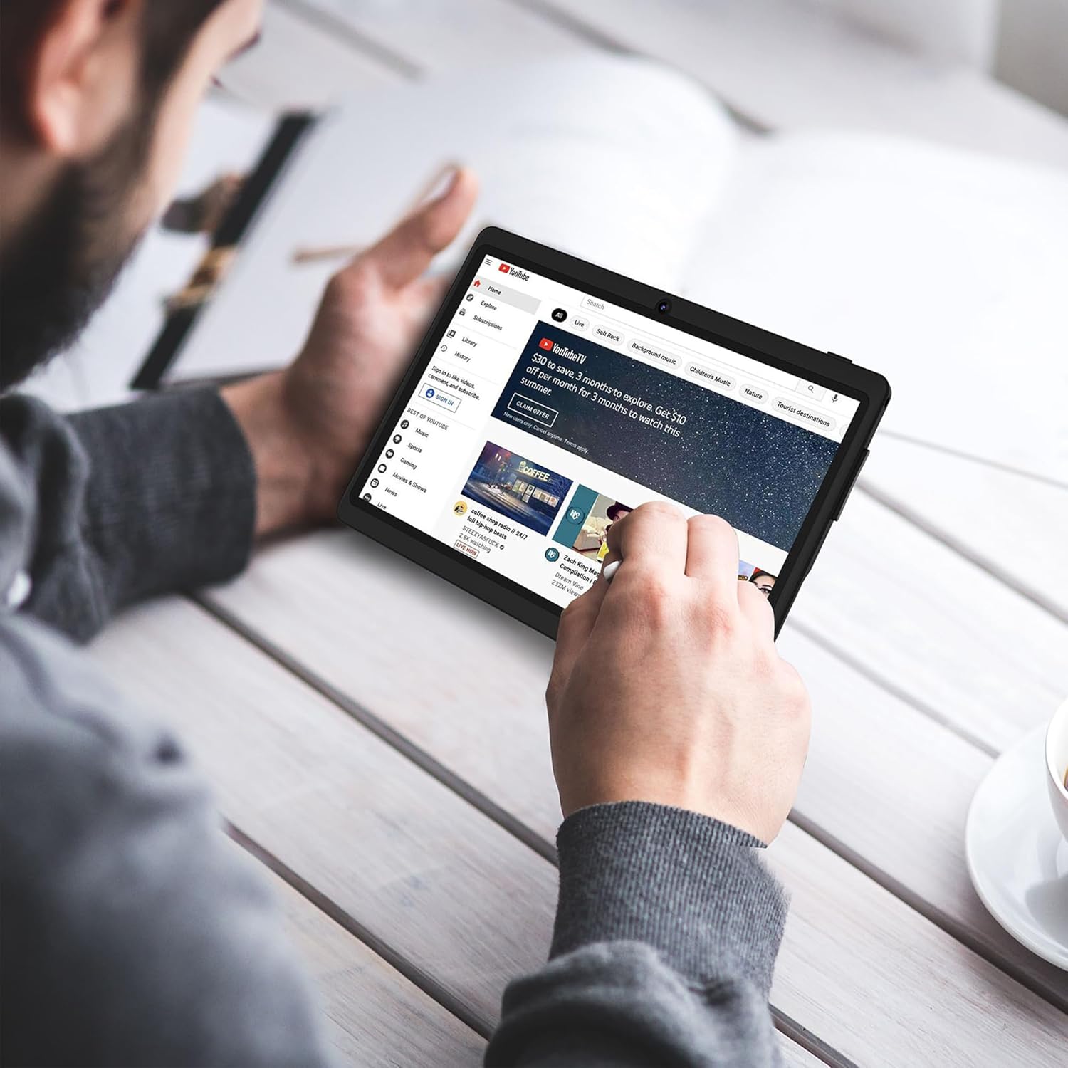 7 Inch Tablet, Quad Core Android 13 OS, 32GB ROM, WiFi, Bluetooth, Dual Camera, USB C Tablet PC, 7" Touch Screen IPS HD Display Android PAD for Gifts(Blue)