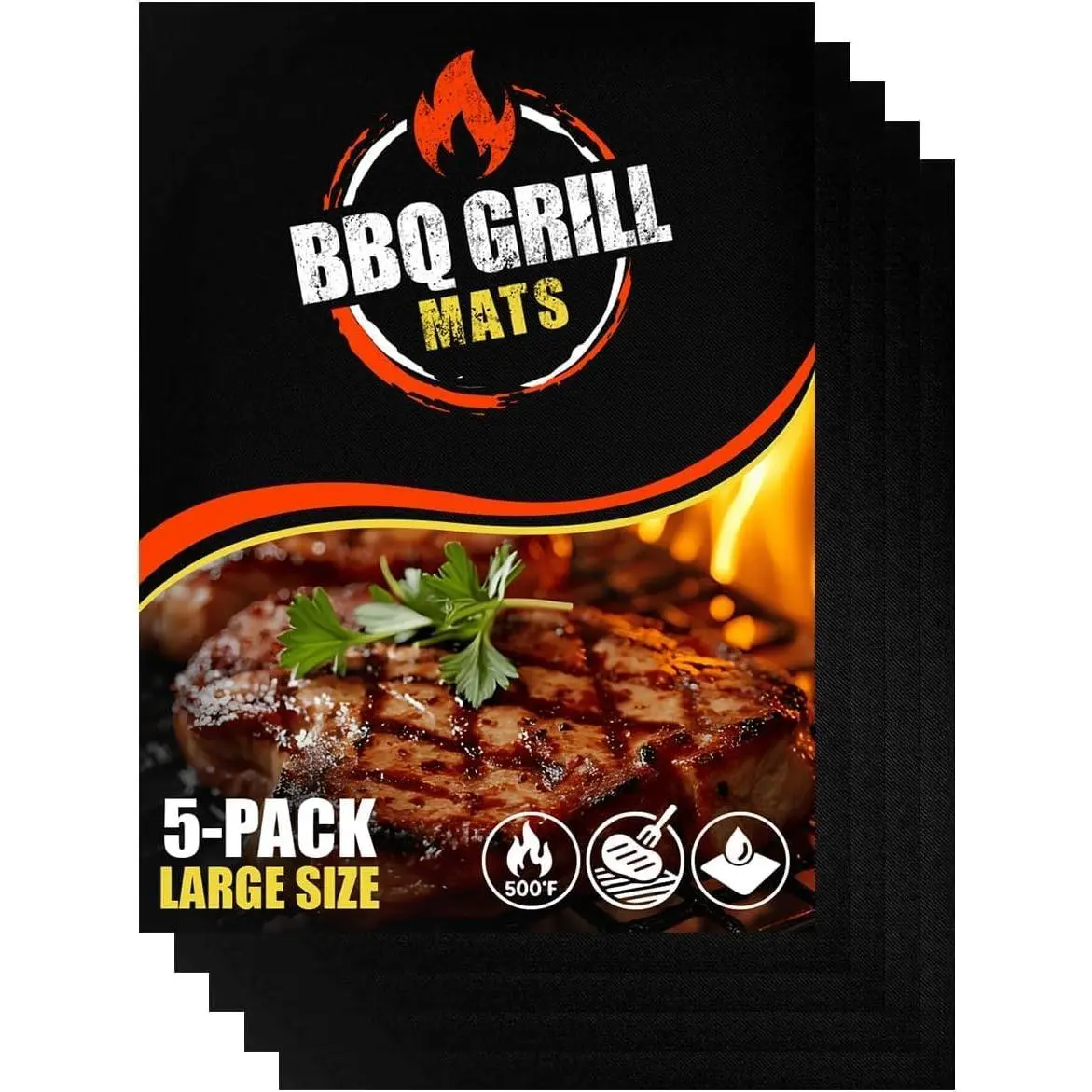 BBQ Grill Mats for Outdoor Grill Mat (5 Pack) 13" x 15.75" -  Heat-Resistant Grilling Mats for Outdoor Grill, Non Stick Grill Matt, Easy Clean BBQ Matts for Outdoor Grills