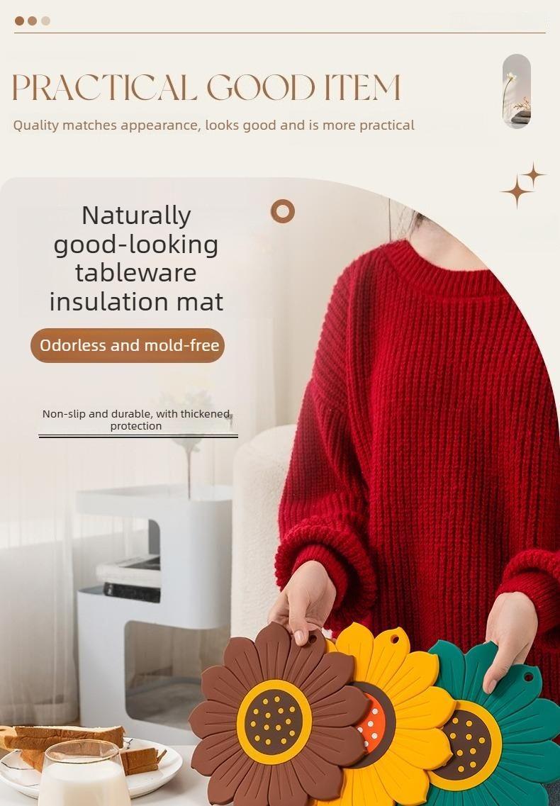 3PCS Anti-scalding, heat-insulating, easy-to-wash, non-slip, high-temperature resistant silicone table mat, pot and pan protector, kitchenware anti-scalding mat, stylish coaster