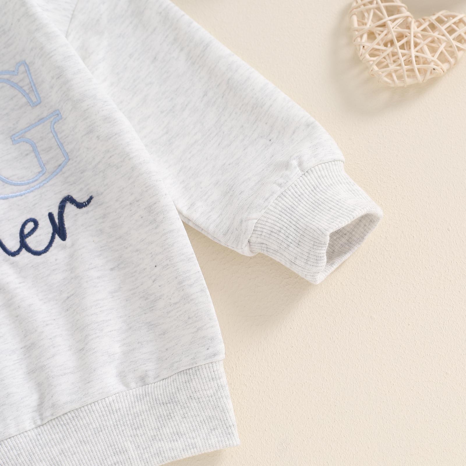 Kids Toddler Girls Boys Sweatshirt Sister Brother Matching Clothes Letter Embroidery Pullovers Crewneck Sweatshirt Tops Fall Winter Clothes