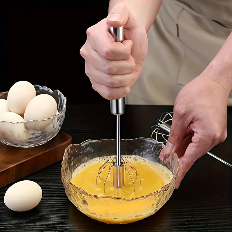 1 Large Stainless Steel Semi-automatic Egg Beater, Home Baking Tool, Manual Cream and Egg Mixer, Household Push-type Egg Beater - a Multifunctional Tool for Egg Beaters, Milk Frothers, and Push-type Mixers - Kitchen Utensil for Mixing, Beating Eggs