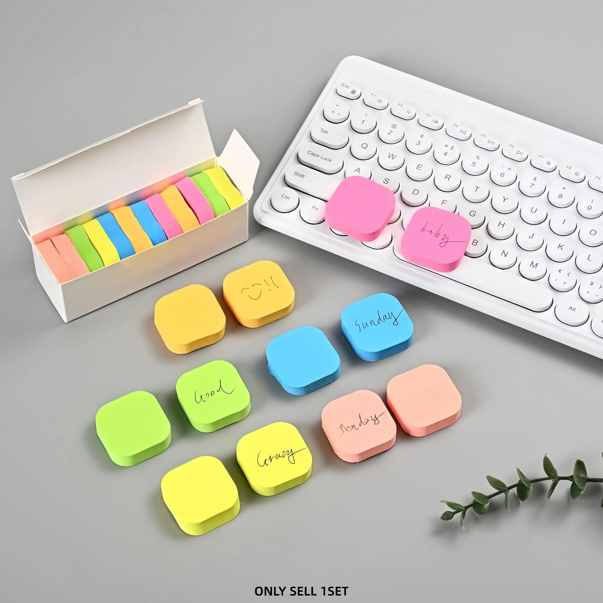 1200 Pcs Cute Mini Sticky Notes Set, 6 Designs Self-Adhesive Index Tabs, Reusable Sticky Tabs, Office Home School Organization Supplies, Convenient and Durable Labels, Self Adhesive Stickers