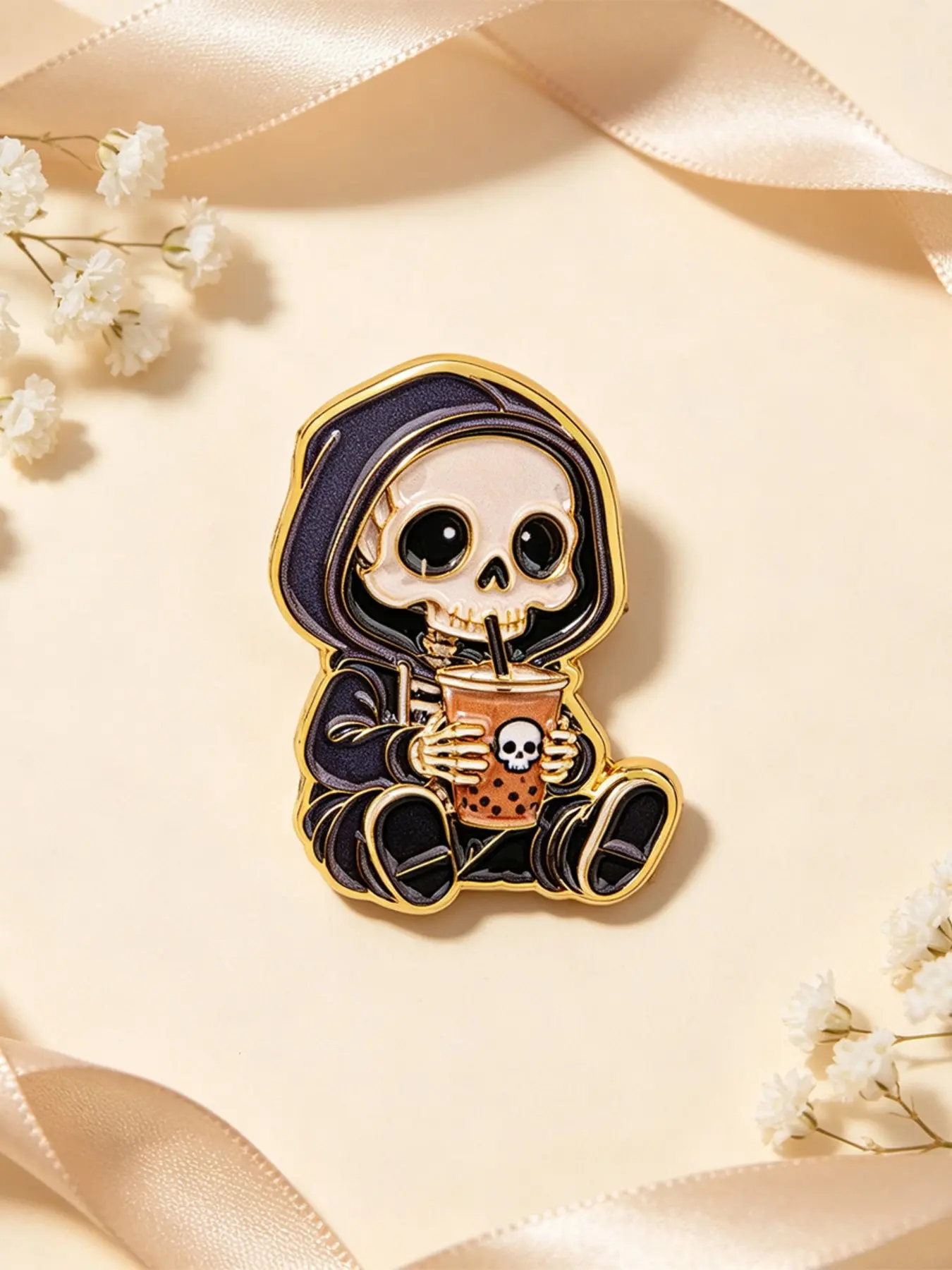 Skull Enamel Pin, Lapel Pin, Punk Zinc Alloy Unique Design Badge, Backpack Fashion Accessory, Halloween Gift, Cute Style, All Seasons