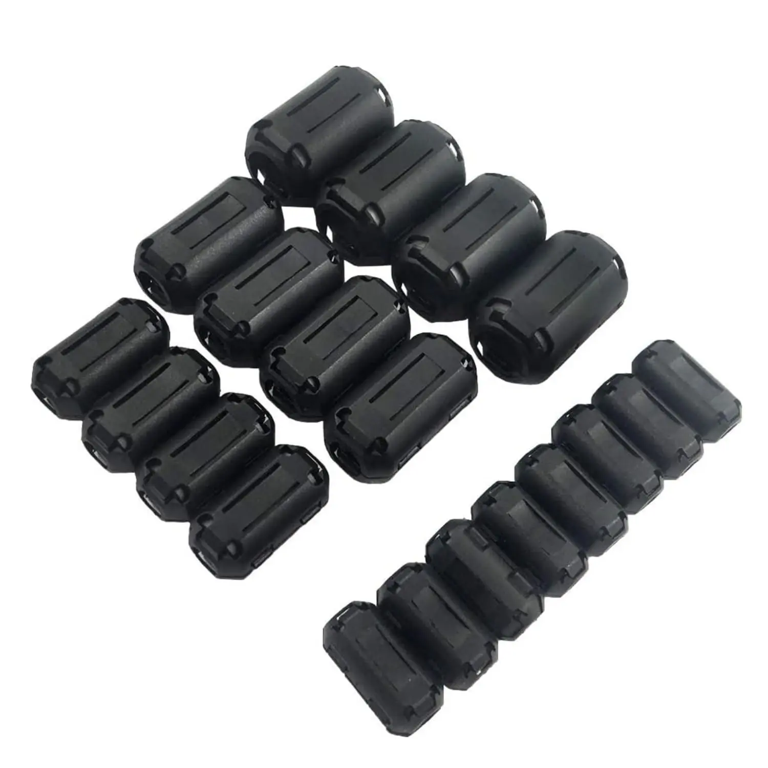 20Pcs Clip-on Ferrite Ring Core Ferrite Bead Noise Suppressor Cable Clip for 3mm/ 5mm/ 7mm/ 9mm/ 13mm Diameter Cable, Black