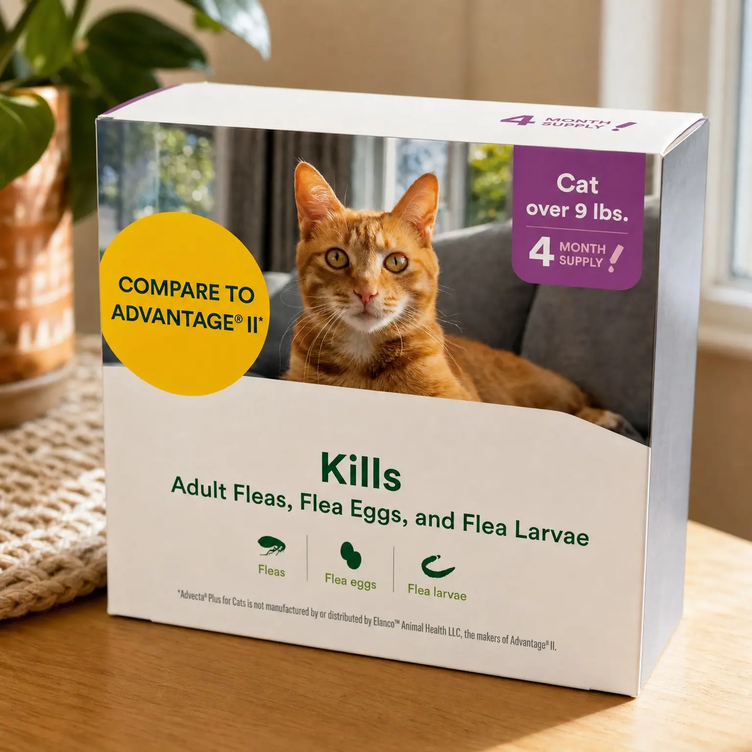 Cat Flea Treatment for Large Cats 9+ lbs, Imidacloprid, 4-Month Supply | Kills Adult Fleas in 12 Hours, Breaks Flea Life CycleGift