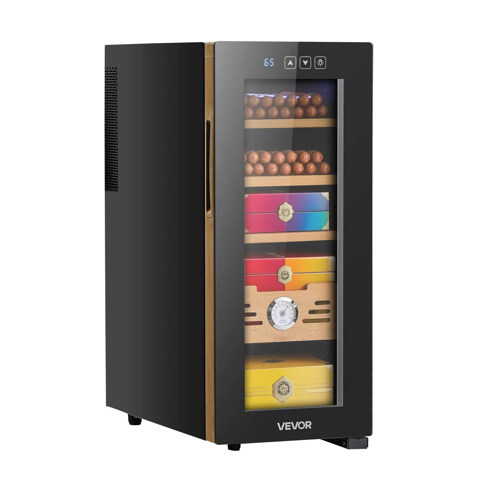 【DealsForYouDays】VEVOR Electric Humidor Cabinet, 33L, 250-Count, 4-Layer with Cooling Temperature Control, Spanish Cedar Wood Shelves&Drawers, Mechanical Hygro., Household Cooler