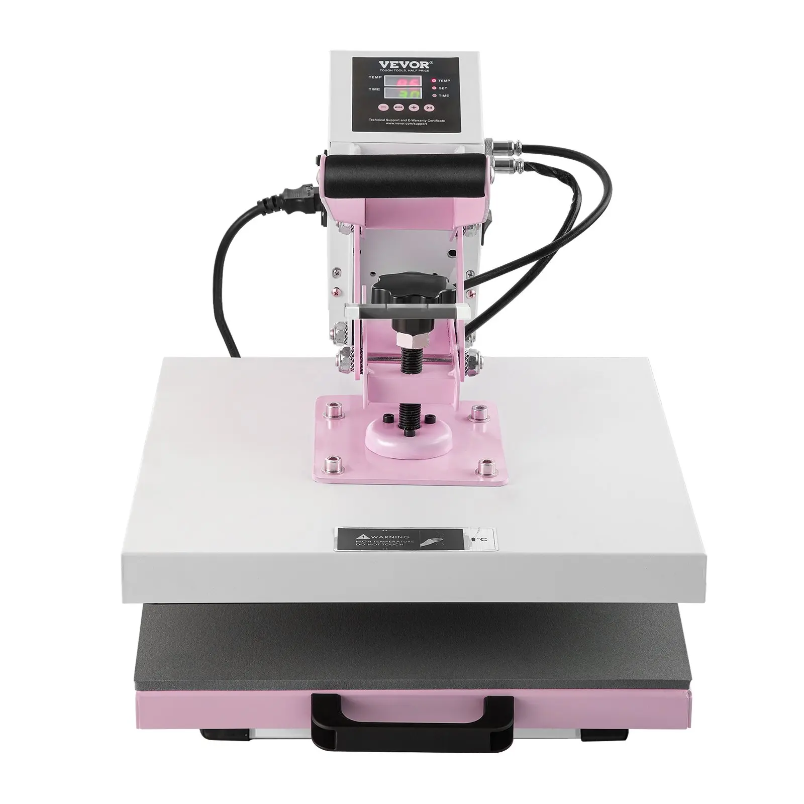 VEVOR Heat Press, 15x 15 inch Digital Heat Press Machine, Slide Out Heat Transfer Machine, Fast and Even Heating, 2-Layer Insulation Cotton, Heat Transfer Machine for T-Shirts/Pillows/Bags, Pink
