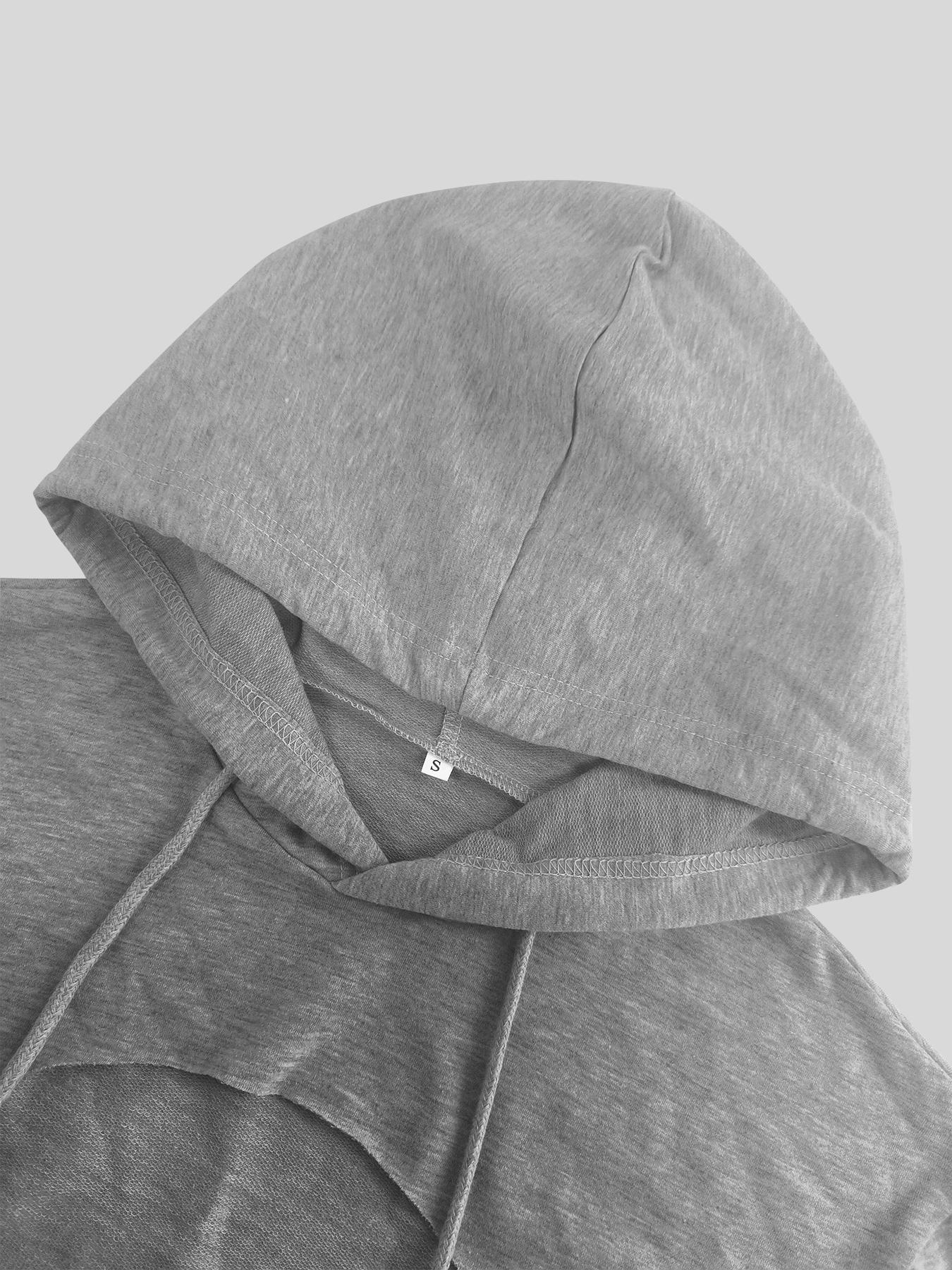 Women's Short Hooded Sweatshirt, Casual Loose-Fit Pullover, Thin Kint Fabric, All Seasons Wear, Versatile Layering Piece