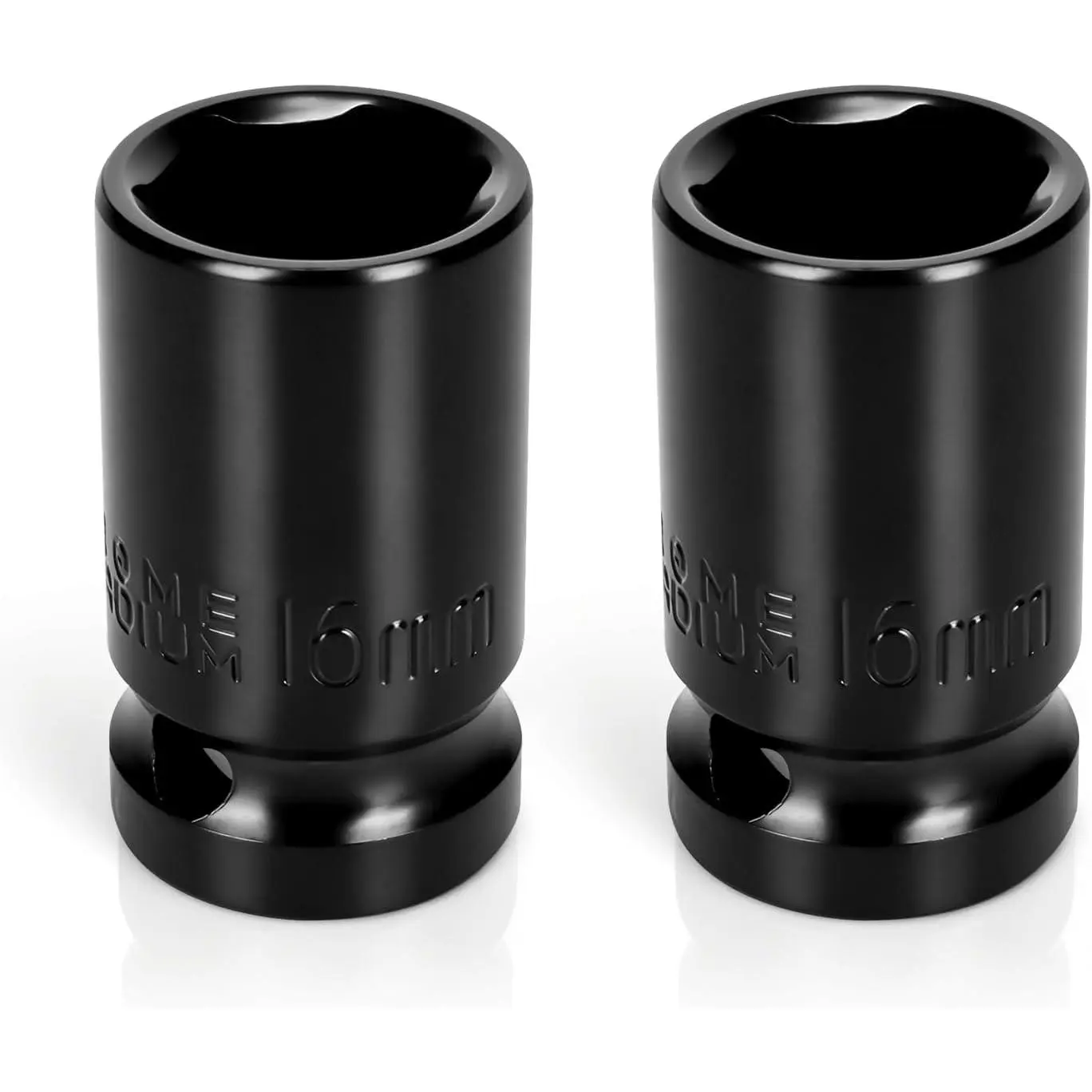 2 count 16mm  Socket 1/2" Drive, 6 Point Metric Shallow Socket, CR-V Steel Heavy Duty  Wrench Socket for Automotive Repair