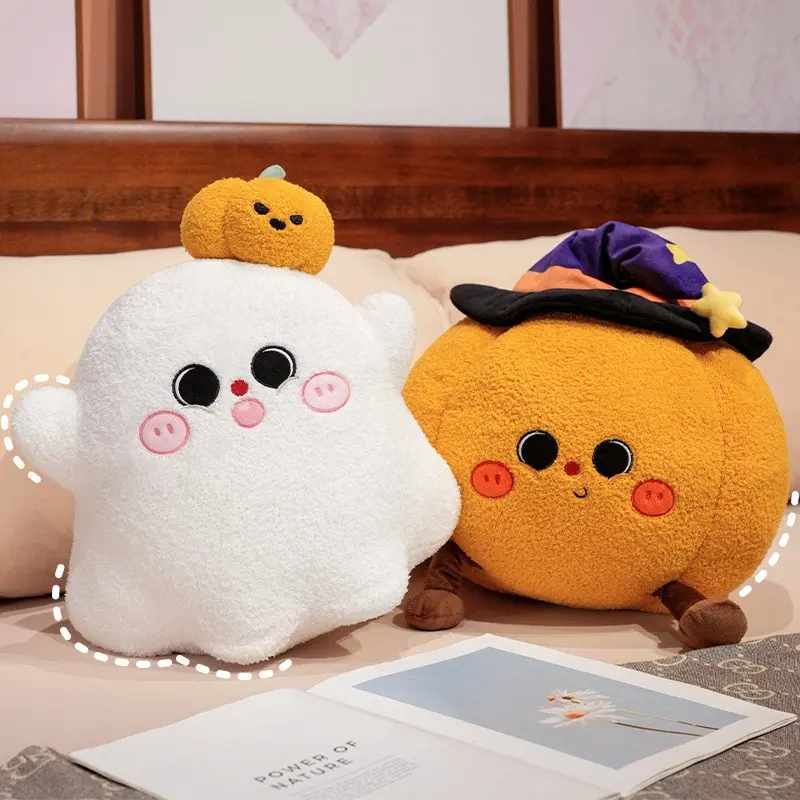 Halloween Ghost Pumpkin Pillow, Cute and Cautious Expression, Adorable and Healing Design Perfect for Halloween Decorations and Gifts for Friends.