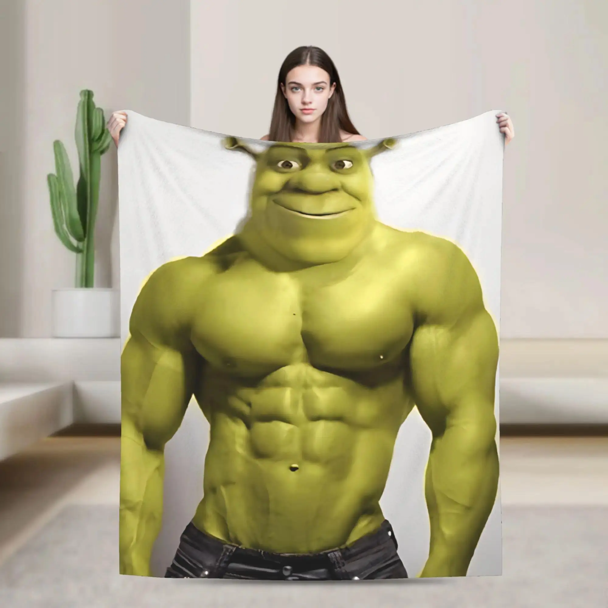 Shrek Meme Flannel Throw Blanket Soft Cozy Funny Blanket for Couch Bedroom Gift Outdoor Warm Cover