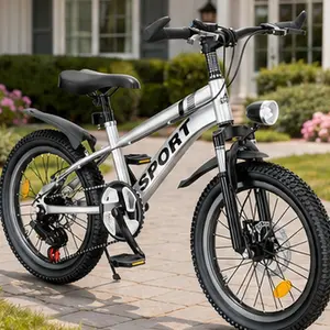 ARCH 20 Inch Kids Mountain Bike for Boys Girls Ages 7-12, 7-Speed Gears, Dual Disc Brakes, Shock Absorber Front Fork, LED Light, Silver & Pink Steel Frame, Youth Bicycle for Trail Riding and Outdoor Adventure, Silver Color Options