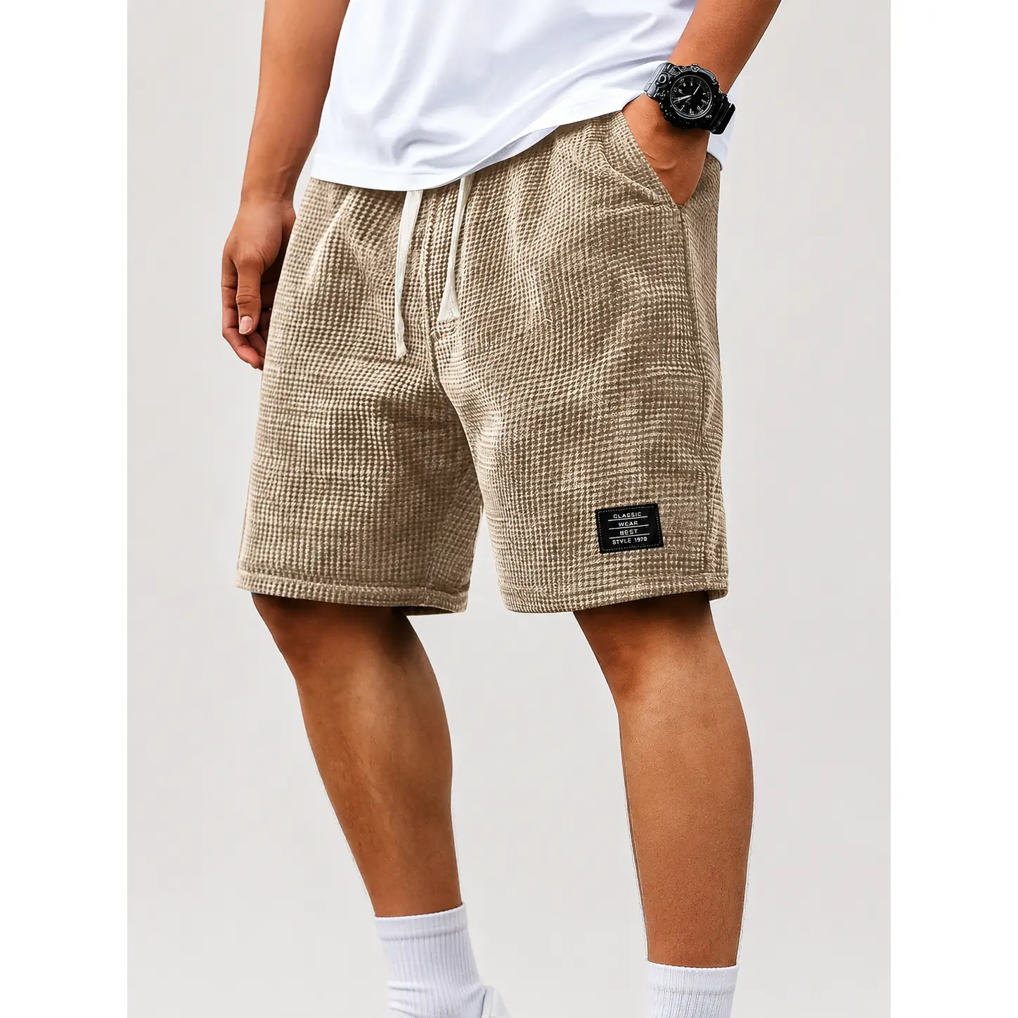 1/3 PACK Men’s Waffle Knit Sweat Shorts, Relaxed Fit Drawstring Shorts with Elastic Waist and Pockets, Casual Lounge Bottoms for Summer