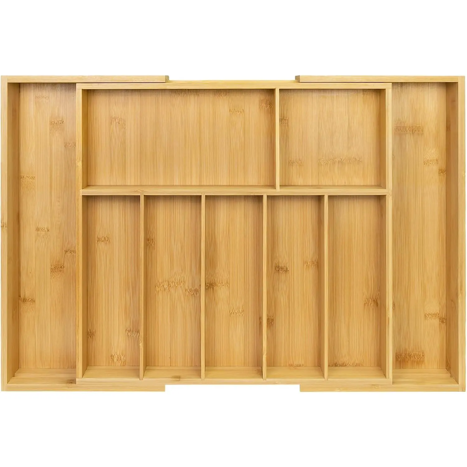 Utoplike Extra Large Kitchen Drawer Organizer, Solid Bamboo Silverware Tray