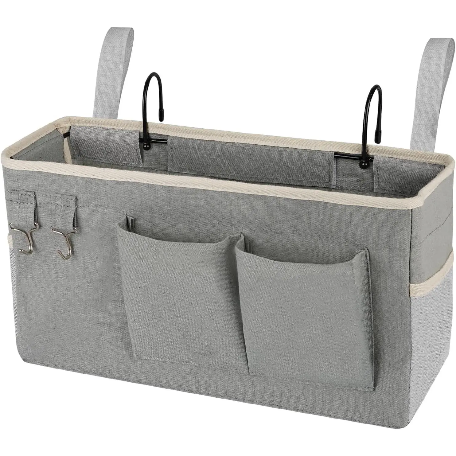 Bedside Storage Caddy/Bedside Hanging Storage Bag for Headboards Bunk Beds Dorm Rooms Book Phone Magazine Holder (Grey)