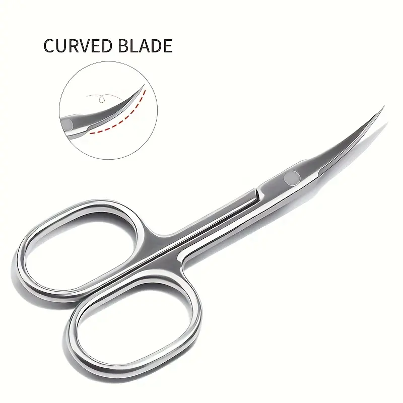 1Pcs Stainless Steel Precision Beauty Scissors, Small Nail Cuticle Trimmer with Curved Tip, Professional Eyebrow and Eyelash Grooming Tool for Manicure and Makeup, Beauty Tools
