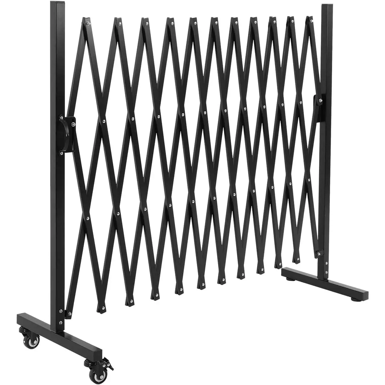 GARVEE 6FT Industrial Metal Expandable BarricadeRetractable Traffic Fence With Casters, Portable Barricade Gate for Construction Area, Traffic Control, Cordon