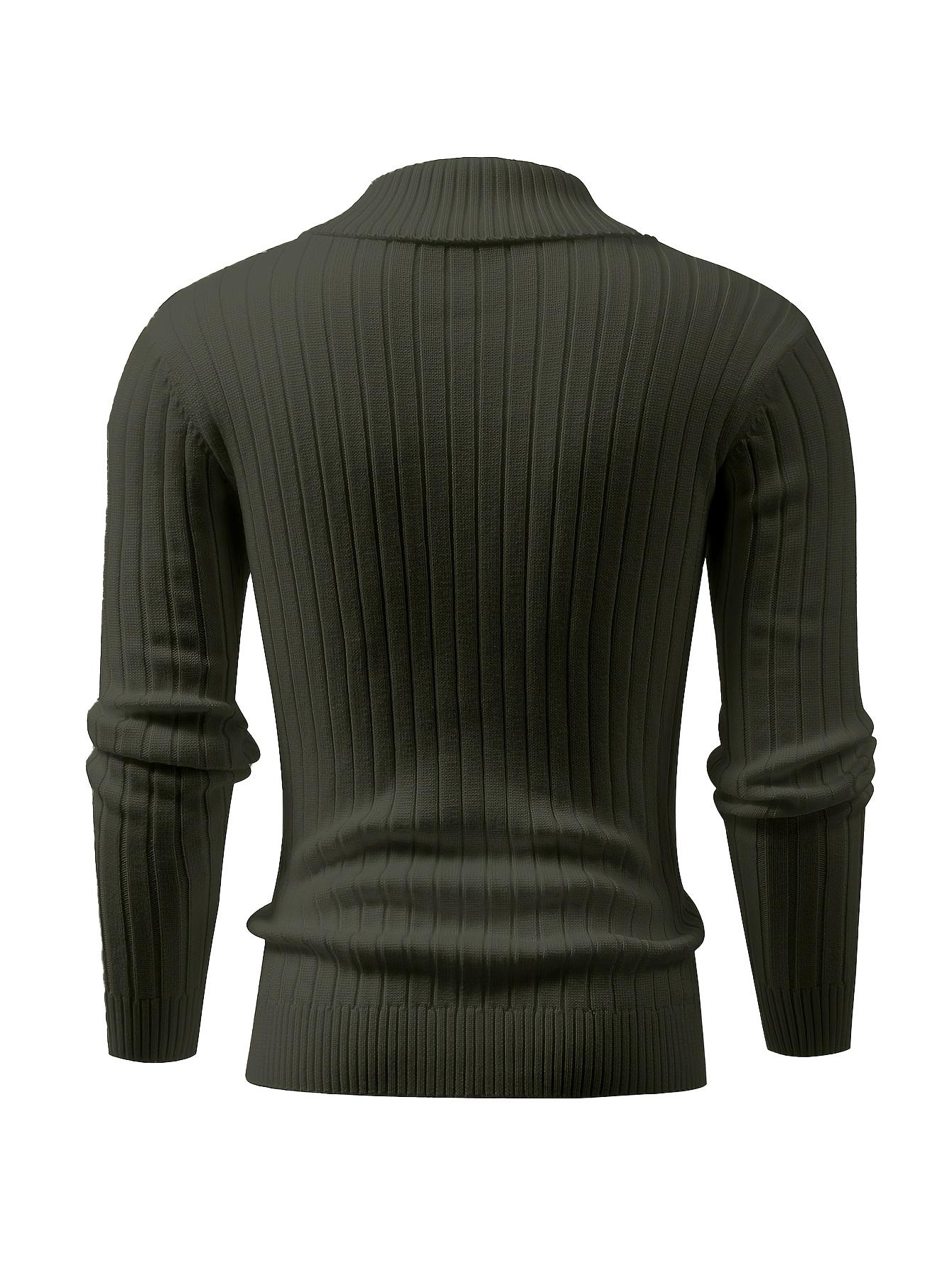 Long Sleeve Men's Casual Knit Sweater with Twist Rope Design, Lapel Collar Pullover for Fall/Winter