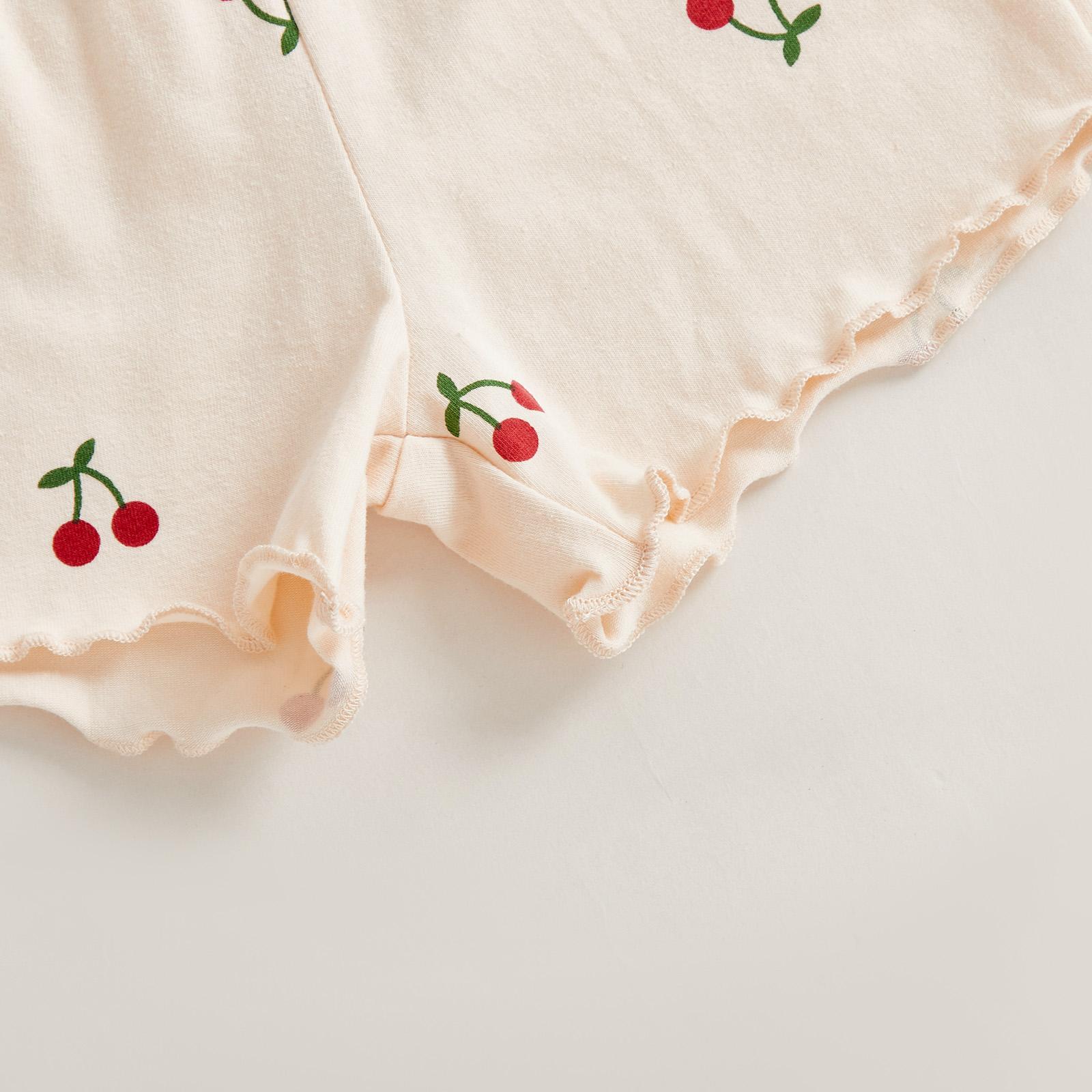 Toddler Baby Girl Summer Outfits Short Sleeve Cherry Print Tops + Shorts 2Pcs Clothes Set Little Girls Summer Clothes