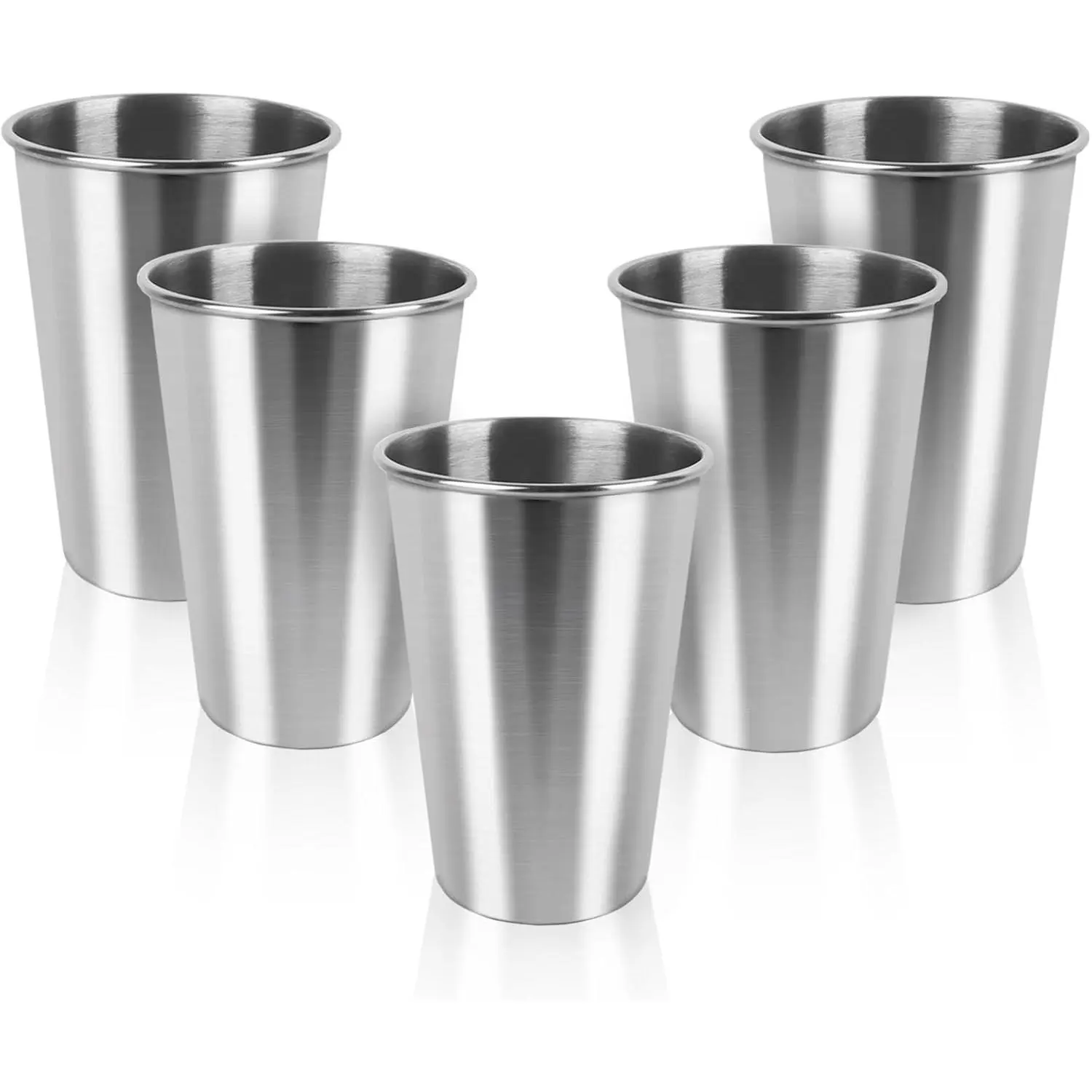 5 Pack Stainless Steel Cups, 17oz Metal Drinking Glasses, Suitable for , Travel and Camping, 500ml