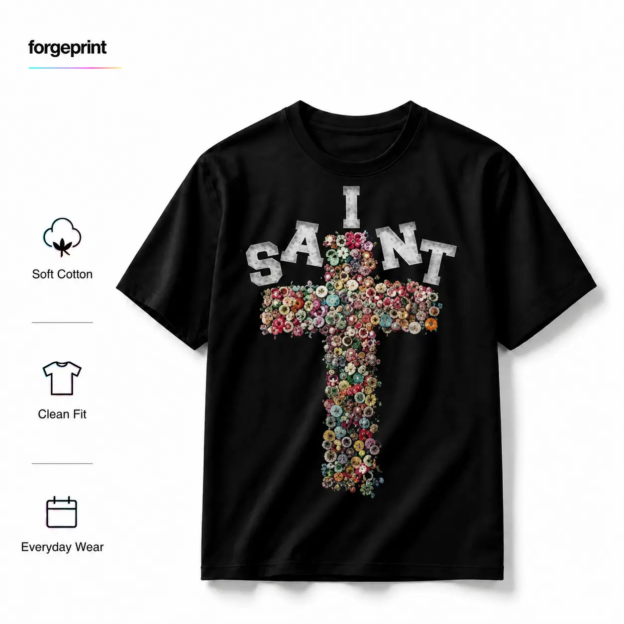 Vintage Saint Cross Graphics Printed Cotton T-Shirt Y2k Graphic Tees vintage  graphic  tees Soft Top 0704D 818 Crewneck Classic
