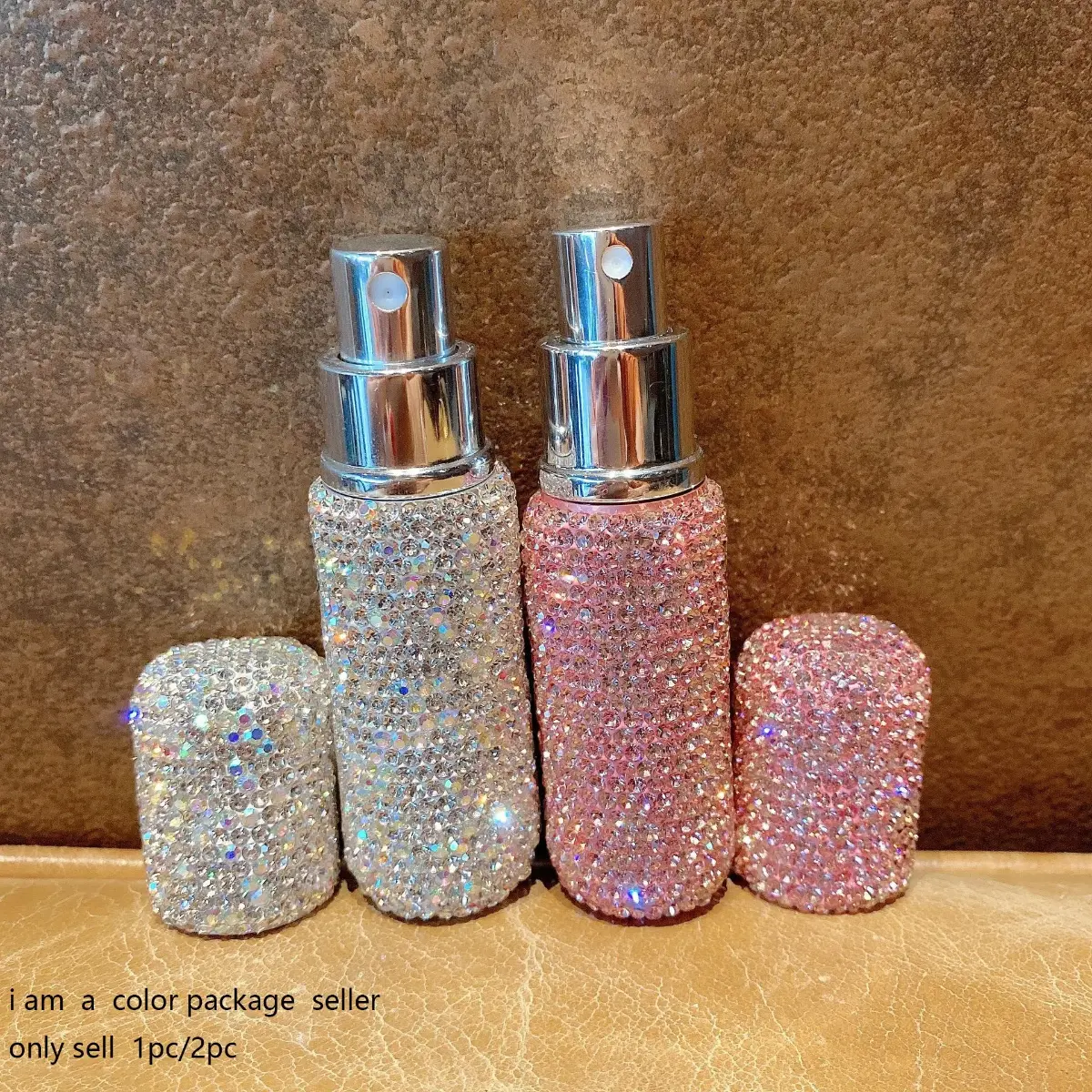 Bling Quenn Rhinestone Decorated Empty Perfume Bottle, 10ML Refillable Perfume Bottle, Portable Mini Spray Bottle for Travel, Home Organizer, Cosmetic Holder, Glitter