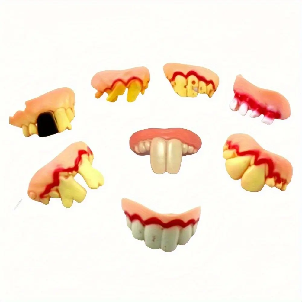 4pcs Gag False Teeth, Vampire Fangs, Halloween Funny Teeth, Novelty Fake Teeth, Decorations, Easter & Campus Party Supplies, Fun Toys, Gifts/Random Style