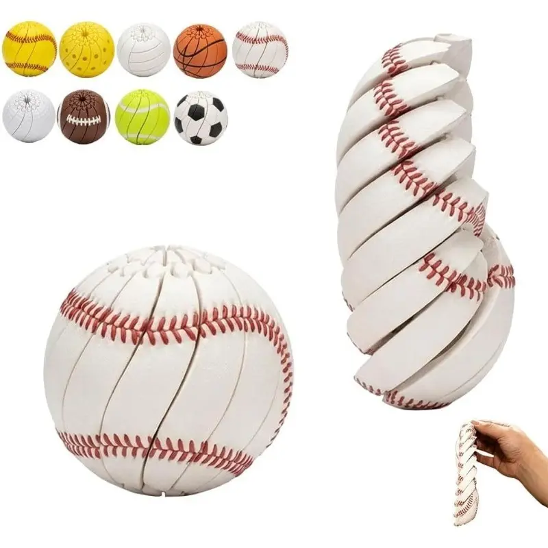 Baseball Fidget Ball, 3D Printed Stress Relief Desk Fidget Ball, Anxiety Relief Sensory Puzzle, Portable Handheld Focus Ball, Party Gift, Classroom Prize, Collector's Gift