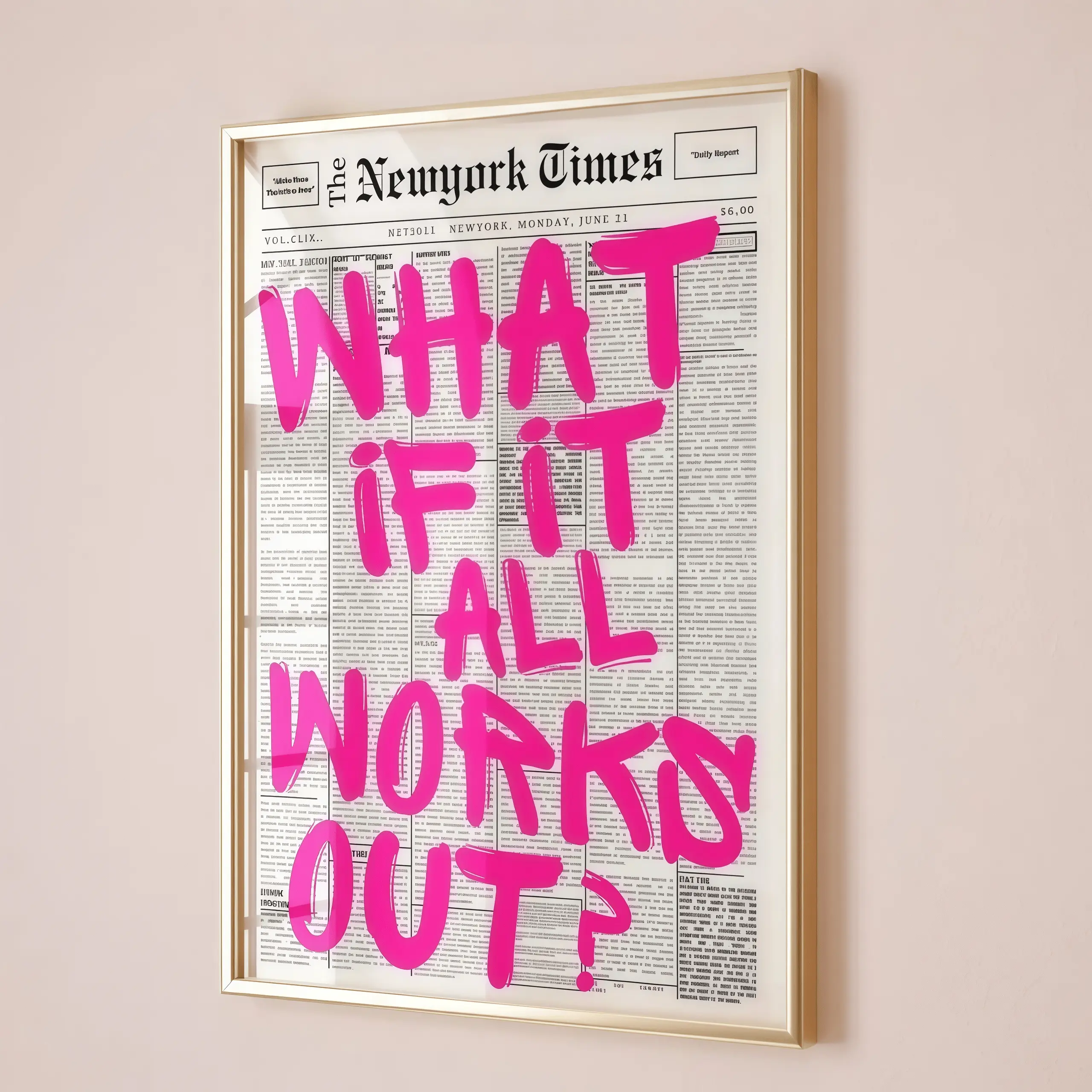 1 Pc Vintage Wall Art, Bathroom Poster, Pink Positive Quotes Print Newspaper, Girly Dorm Decor, Apartment Aesthetic Print, Bathroom Affirmation Art Preppy Style, Pink Wall Art Motivational, Bathroom Decor, Living Room Decor, Feminine Aesthetic Poster,