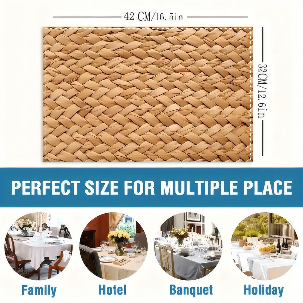 4/6pcs Fall Harvest Placemat Festive Woven Placemats for Home Decor, Kitchen Dining Table, Family Party; Perfect Gift for Celebrations Seasonal Gatherings, Rustic Charm for Thanksgiving, Christmas, Easter More! 32x42cm/12.6x16.5inch