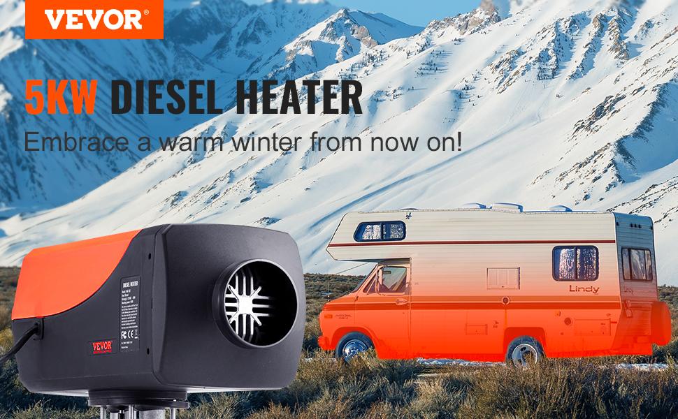 VEVOR Diesel Air Heater, 12V 8KW Separated Portable Parking Heater with Bluetooth App and LCD, Automatic Altitude Adjustment Max 18045 ft,  Fast Heating Low Noise, Diesel Heater for Truck RV Trailer Camper Van Boat and Indoors