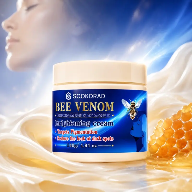 bee venom brightening cream, contains niacinamide, contains vitamin C, targets pigmentation, reduces dark spots, 140g/4.94 oz