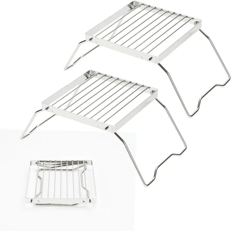 outdoor sports 2pcs Folding Campfire Grill, 304 Stainless Steel Portable Campfire Grill Grate Small Camping Campfire Grill Grate Over Fire Pit Camping Grill for Outdoor Backpacking BBQ