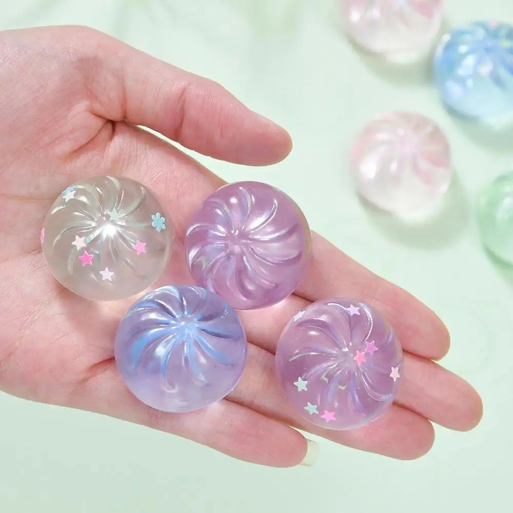 4pcs Glitter-Infused Crystal Music Maltose Mini Balls Stress Relief Sensory Toys - Pure Color, Vortex Patterns, 2.2cm Height, 3cm Diameter, Solid Portable Tactile Experience Desk Ornaments (Classic & Novelty Toys)