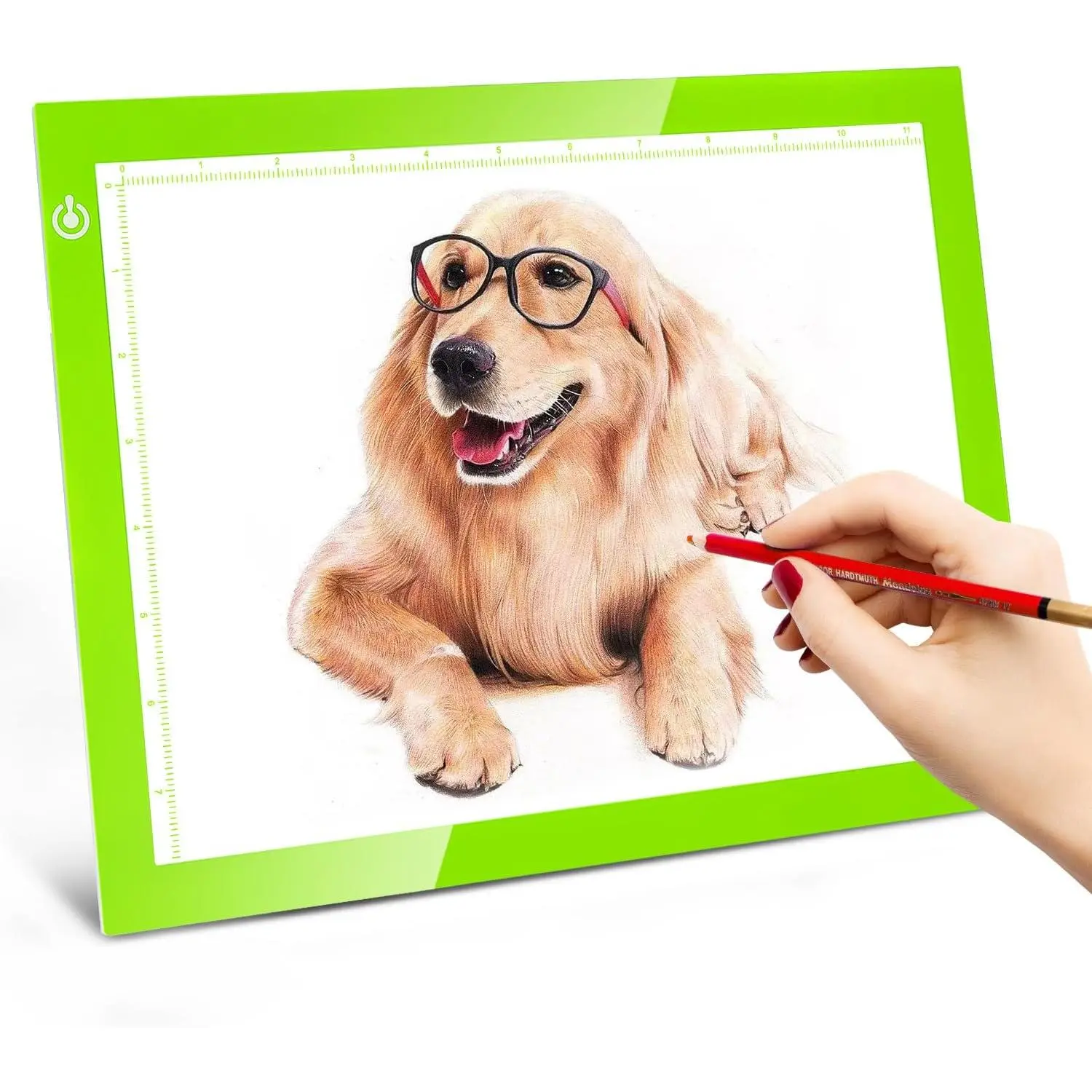 Portable A4 LED Tracing Box - Green Ultra-Thin A4 Dimensions USB-Powered Light Pad with Adjustable Brightness, Flicker-Free LEDs for DIY Drawing, Needlework Crafts