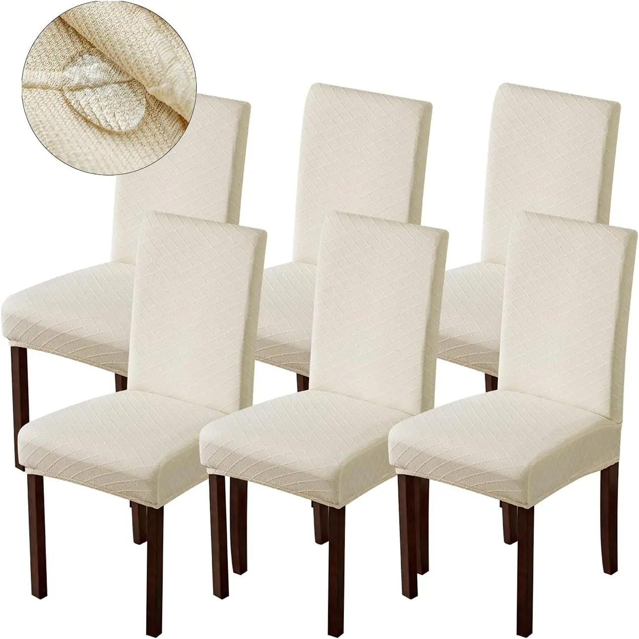 Waterproof Chair Covers for Dining Room Dining Chair Covers Parsons Chair Cover (Beige, 6 PCS)
